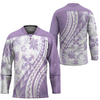 Purple Hawaiian Quilt Pattern Hockey Jersey Mixed Polynesian Tribal Arty LT9 - Polynesian Pride