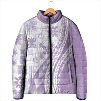 Purple Hawaiian Quilt Pattern Padded Jacket Mixed Polynesian Tribal Arty - Polynesian Pride