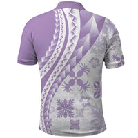 Purple Hawaiian Quilt Pattern Polo Shirt Mixed Polynesian Tribal Arty