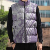 Purple Hawaiian Quilt Pattern Sleeveless Puffer Jacket Mixed Polynesian Tribal Arty - Polynesian Pride