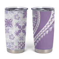 Purple Hawaiian Quilt Pattern Tumbler Cup Mixed Polynesian Tribal Arty