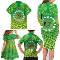 Cook Islands Constitution Day Family Matching Long Sleeve Bodycon Dress and Hawaiian Shirt Kuki Airani Since 1965