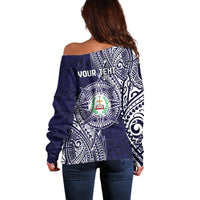 Personalised Tonga Sia'atoutai Theological College Off Shoulder Sweater Since 1948 Special Kupesi Pattern LT9 - Polynesian Pride