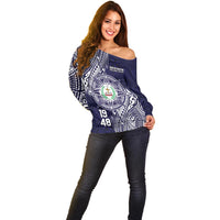 Personalised Tonga Sia'atoutai Theological College Off Shoulder Sweater Since 1948 Special Kupesi Pattern LT9 - Polynesian Pride