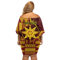 Personalised Tonga Haapai High School Family Matching Off Shoulder Short Dress and Hawaiian Shirt Special Kupesi Pattern LT9 - Polynesian Pride