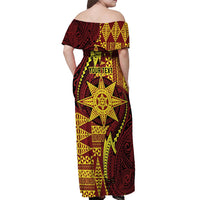 Personalised Tonga Haapai High School Off Shoulder Maxi Dress Special Kupesi Pattern LT9 - Polynesian Pride