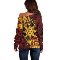 Personalised Tonga Haapai High School Off Shoulder Sweater Special Kupesi Pattern LT9 - Polynesian Pride