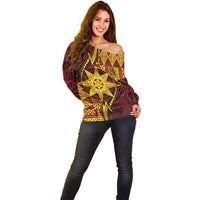 Personalised Tonga Haapai High School Off Shoulder Sweater Special Kupesi Pattern LT9 - Polynesian Pride
