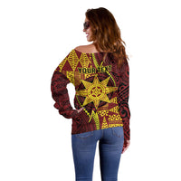 Personalised Tonga Haapai High School Off Shoulder Sweater Special Kupesi Pattern LT9 - Polynesian Pride