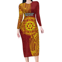Personalised Tonga Niuatoputapu High School Family Matching Long Sleeve Bodycon Dress and Hawaiian Shirt Special Kupesi Pattern