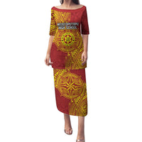 Personalised Tonga Niuatoputapu High School Family Matching Puletasi and Hawaiian Shirt Special Kupesi Pattern