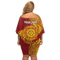 Personalised Tonga Niuatoputapu High School Off Shoulder Short Dress Special Kupesi Pattern LT9 - Polynesian Pride