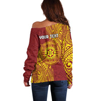 Personalised Tonga Niuatoputapu High School Off Shoulder Sweater Special Kupesi Pattern LT9 - Polynesian Pride