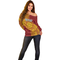 Personalised Tonga Niuatoputapu High School Off Shoulder Sweater Special Kupesi Pattern LT9 - Polynesian Pride