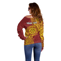 Personalised Tonga Niuatoputapu High School Off Shoulder Sweater Special Kupesi Pattern LT9 - Polynesian Pride