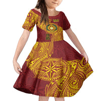 Personalised Tonga Vava'u High School Family Matching Off Shoulder Maxi Dress and Hawaiian Shirt Since 1985 Special Kupesi Pattern LT9 Daughter's Dress Red - Polynesian Pride