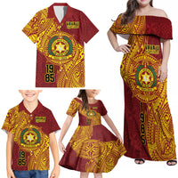 Personalised Tonga Vava'u High School Family Matching Off Shoulder Maxi Dress and Hawaiian Shirt Since 1985 Special Kupesi Pattern LT9 - Polynesian Pride