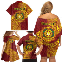 Personalised Tonga Vava'u High School Family Matching Off Shoulder Short Dress and Hawaiian Shirt Since 1985 Special Kupesi Pattern LT9 - Polynesian Pride