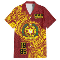 Personalised Tonga Vava'u High School Family Matching Off Shoulder Short Dress and Hawaiian Shirt Since 1985 Special Kupesi Pattern LT9 Dad's Shirt - Short Sleeve Red - Polynesian Pride