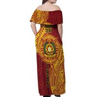 Personalised Tonga Vava'u High School Off Shoulder Maxi Dress Since 1985 Special Kupesi Pattern LT9 - Polynesian Pride