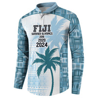 Custom Fiji Rugby Button Sweatshirt History Champions World Cup 7s - Bllue