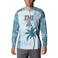 Custom Fiji Rugby Button Sweatshirt History Champions World Cup 7s - Bllue