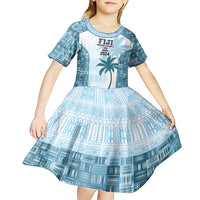 Custom Fiji Rugby Kid Short Sleeve Dress History Champions World Cup 7s - Bllue