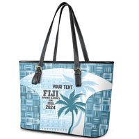 Custom Fiji Rugby Leather Tote Bag History Champions World Cup 7s - Bllue