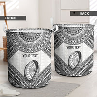 Custom Rugby Fiji National Heritage Laundry Basket White Traditional Masi Inspired