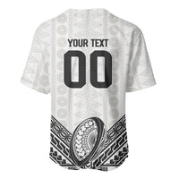 Custom Rugby Fiji National Heritage Baseball Jersey White Traditional Masi Inspired