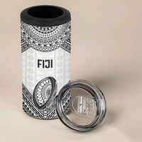 Custom Rugby Fiji National Heritage 4 in 1 Can Cooler Tumbler White Traditional Masi Inspired