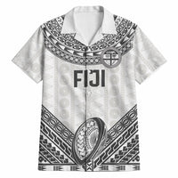 Custom Rugby Fiji National Heritage Hawaiian Shirt White Traditional Masi Inspired