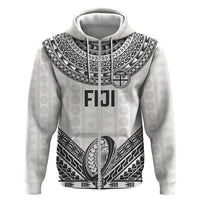 Custom Rugby Fiji National Heritage Hoodie White Traditional Masi Inspired