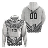 Custom Rugby Fiji National Heritage Hoodie White Traditional Masi Inspired