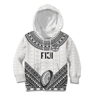 Custom Rugby Fiji National Heritage Kid Hoodie White Traditional Masi Inspired