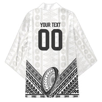 Custom Rugby Fiji National Heritage Kimono White Traditional Masi Inspired