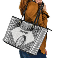 Custom Rugby Fiji National Heritage Leather Tote Bag White Traditional Masi Inspired