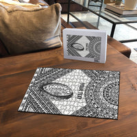 Custom Rugby Fiji National Heritage Puzzle White Traditional Masi Inspired
