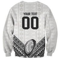 Custom Rugby Fiji National Heritage Sweatshirt White Traditional Masi Inspired