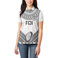 Custom Rugby Fiji National Heritage Women Polo Shirt White Traditional Masi Inspired
