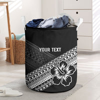 Custom Rugby Fiji Laundry Basket Black Traditional Masi Inspired