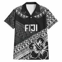Custom Rugby Fiji Hawaiian Shirt Black Traditional Masi Inspired