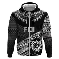 Custom Rugby Fiji Hoodie Black Traditional Masi Inspired
