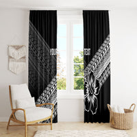 Custom Rugby Fiji Window Curtain Black Traditional Masi Inspired