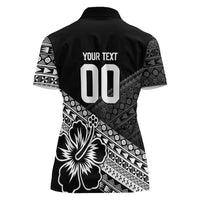 Custom Rugby Fiji Women Polo Shirt Black Traditional Masi Inspired