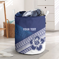 Custom Rugby Fiji Laundry Basket Blue Traditional Masi Inspired