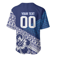 Custom Rugby Fiji Baseball Jersey Blue Traditional Masi Inspired