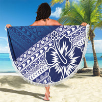 Custom Rugby Fiji Beach Blanket Blue Traditional Masi Inspired