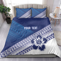 Custom Rugby Fiji Bedding Set Blue Traditional Masi Inspired