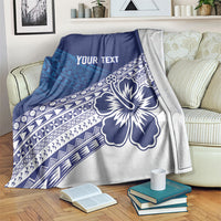 Custom Rugby Fiji Blanket Blue Traditional Masi Inspired